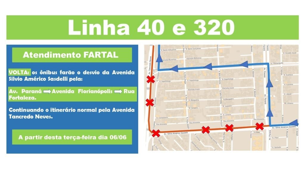 Transporte coletivo itinerários das Linhas 40, 50, 55 e 320 serão alterados durante a Fartal