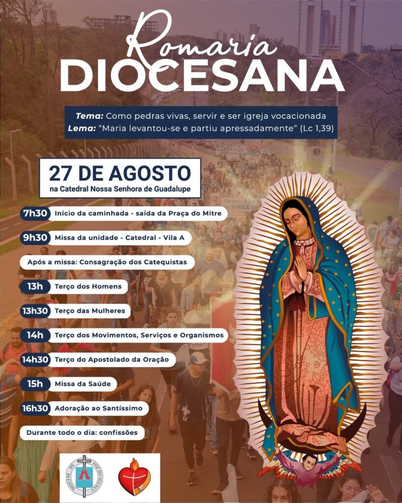 A Diocese de Foz do Iguaçu realiza dia 27 de agosto de 2023, a Caminhada e Romaria Diocesana.