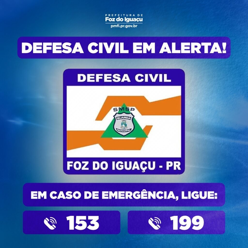 Defesa Civil de Foz do Iguaçu está em alerta.