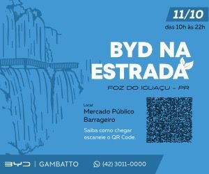 A proposta do “BYD na Estrada” é apresentar os modelos híbridos e 100% elétricos à população e disponibilizar os veículos para test-drive.