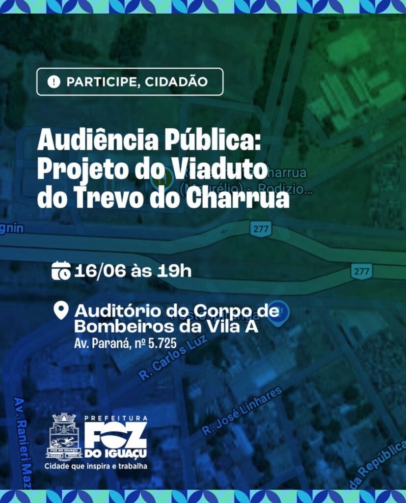 Prefeitura Municipal de Foz do Iguaçu convida população a aparticipar da audiência pública que apresenta´rá a proposta do projeto do Viatudo do Trevo do Charrua